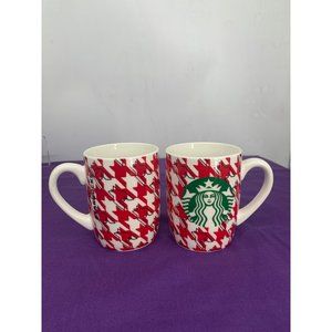 Starbucks Coffee Star Black with Red and What Houndstooth Christmas Coffee Cups